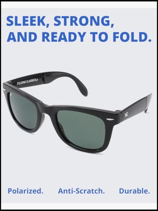 Classic Folding Sunglasses Polarized UV400 Protection with Leather Case main image 7